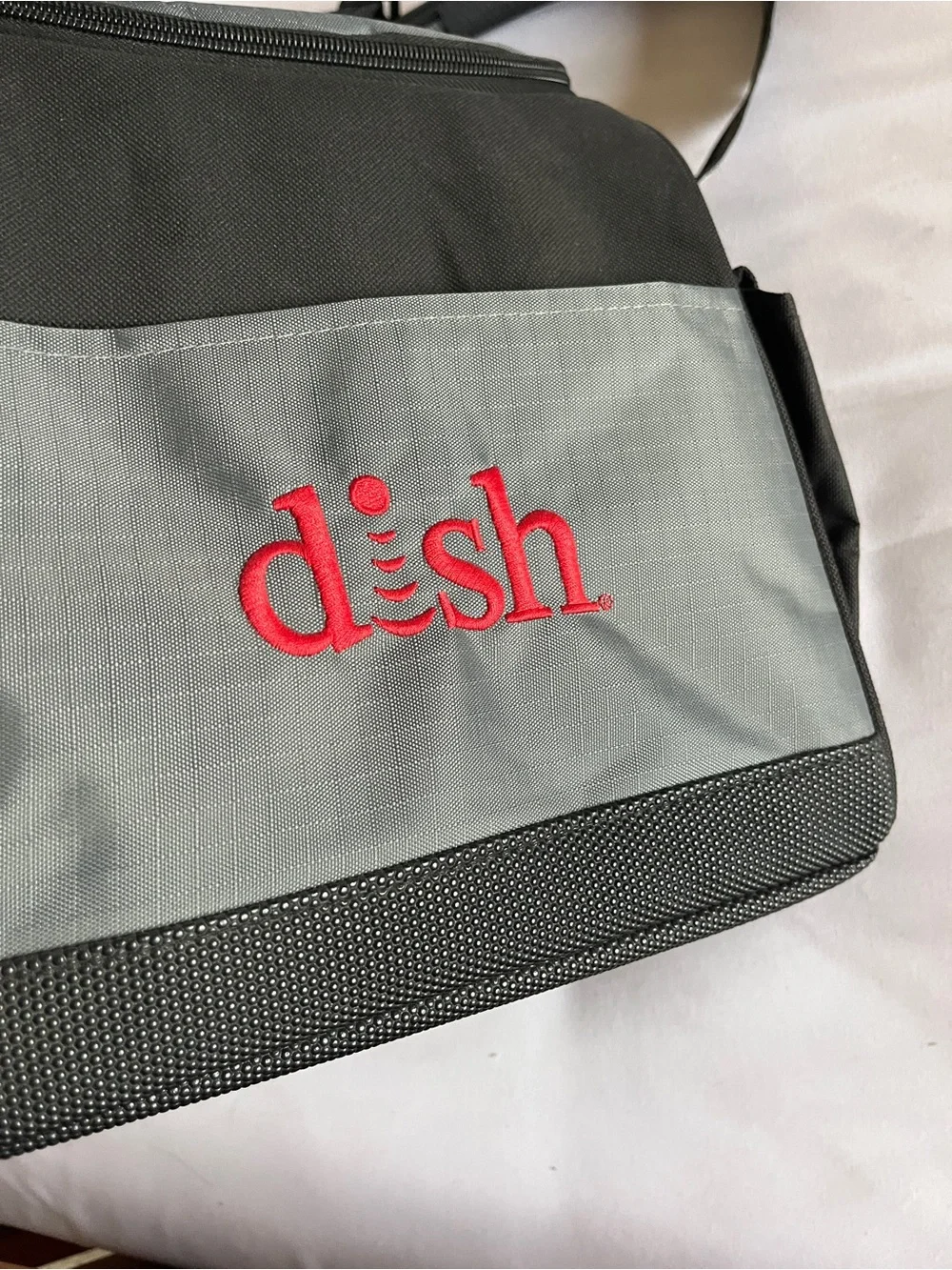 Dish Network Black Gray Insulated Lunch Bag Cooler Adjustable Strap Pockets